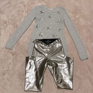 2pcLot Heroine Sport Marvel Leggings SILVER S & H&M Star Sweater Size10-12 Youth